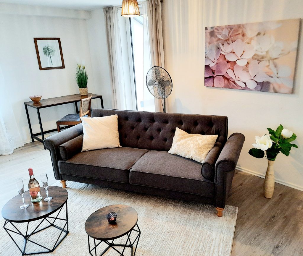 Gemütliche Couch im parkside-appartement
